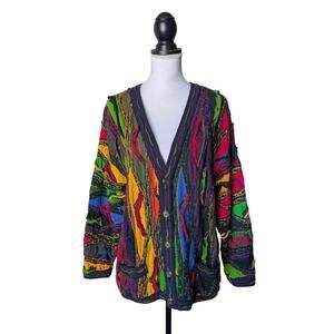 Vintage Coogi Australia 3D Knit V Neck Cardigan Sweater Size 16+ Youth Chunky